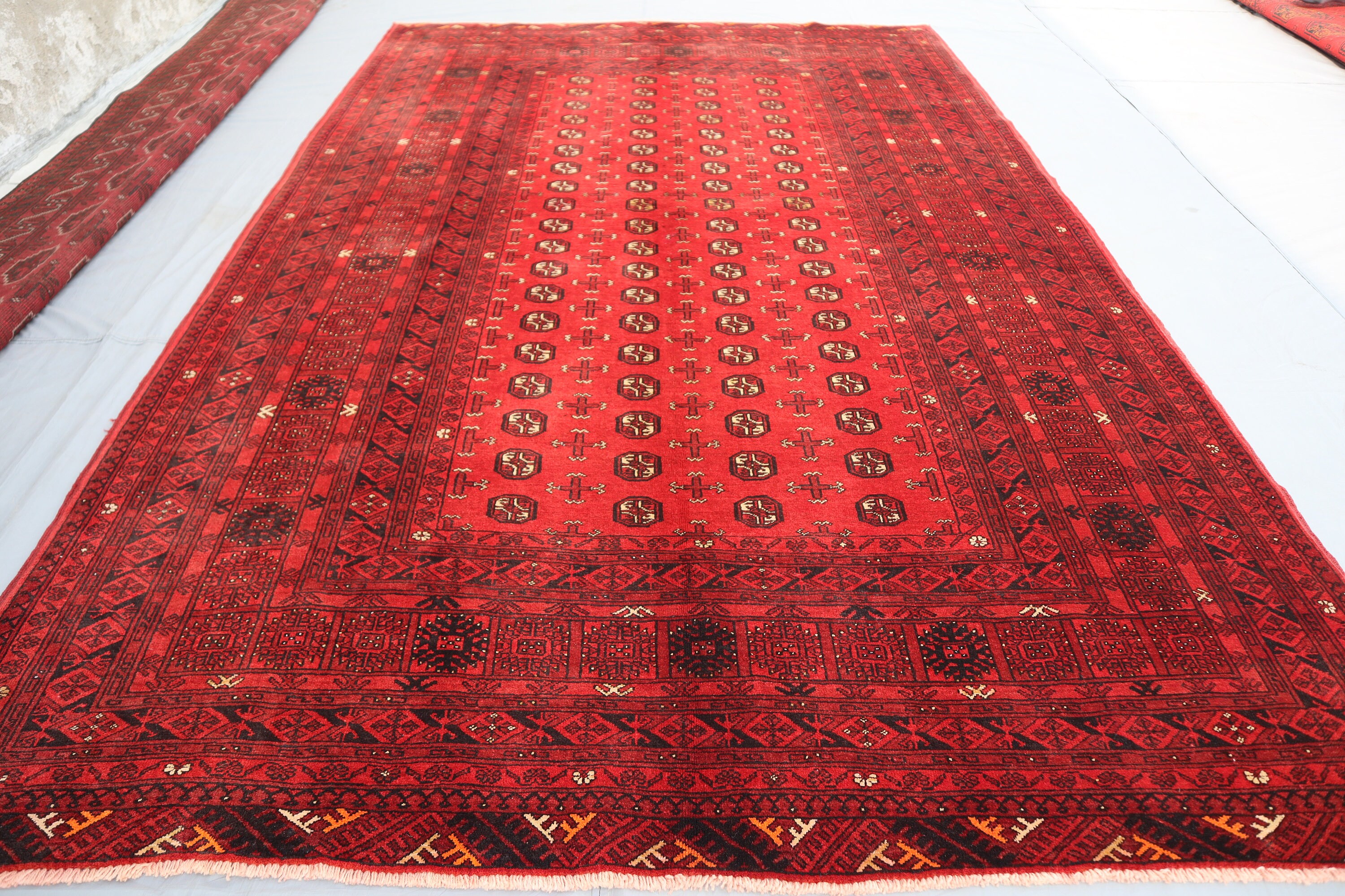 6'6x9'8 Ft Large Afghan Antique Turkmen Mowri Bukhara Rug