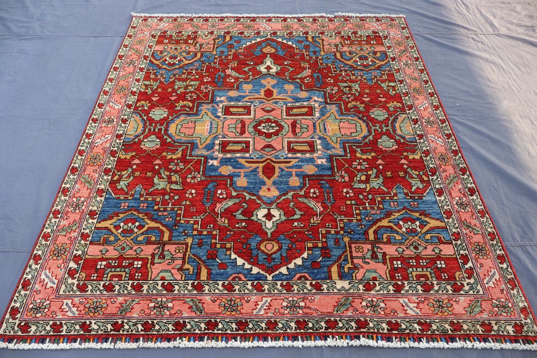 6x7 Rug 6x7 Ft Afghan Serapi Rug, Hand Knotted Wool Traditional Area Rug ...
