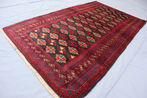 Hand Knotted Vintage Wool Bokhara Rug No. 201 Hand Knotted Vintage Wool Bokhara Rug No. 201