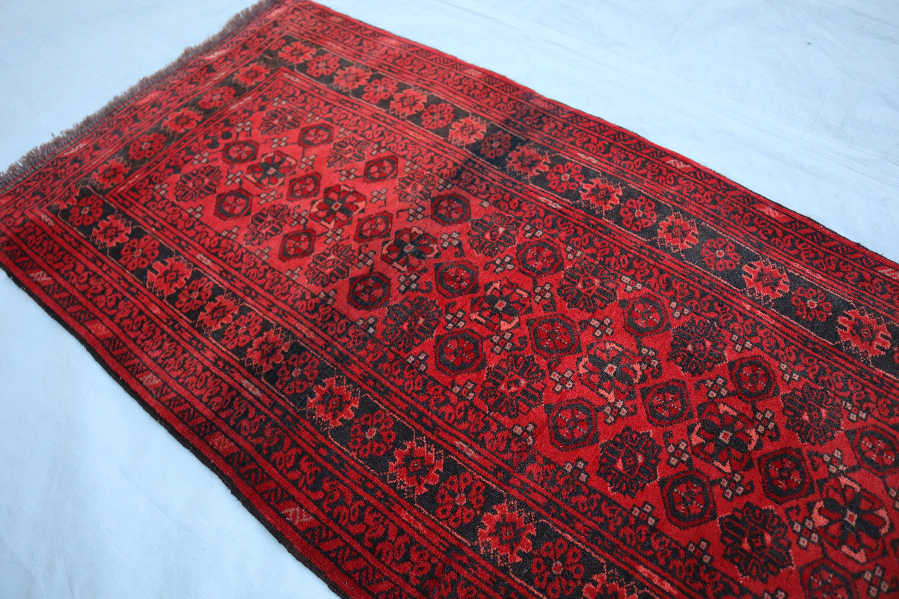 色あせたアンティーク 3 x 11 フィート ランナー ラグ、ヴィンテージ