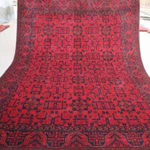 6x8 Red Area Rug - Turkmen Handmade veg dyes Wool Tribal Rug - Afghan Oriental Khal Mohammadi Rug - Soft Pile Boho Vintage Rug - Bedroom Rug