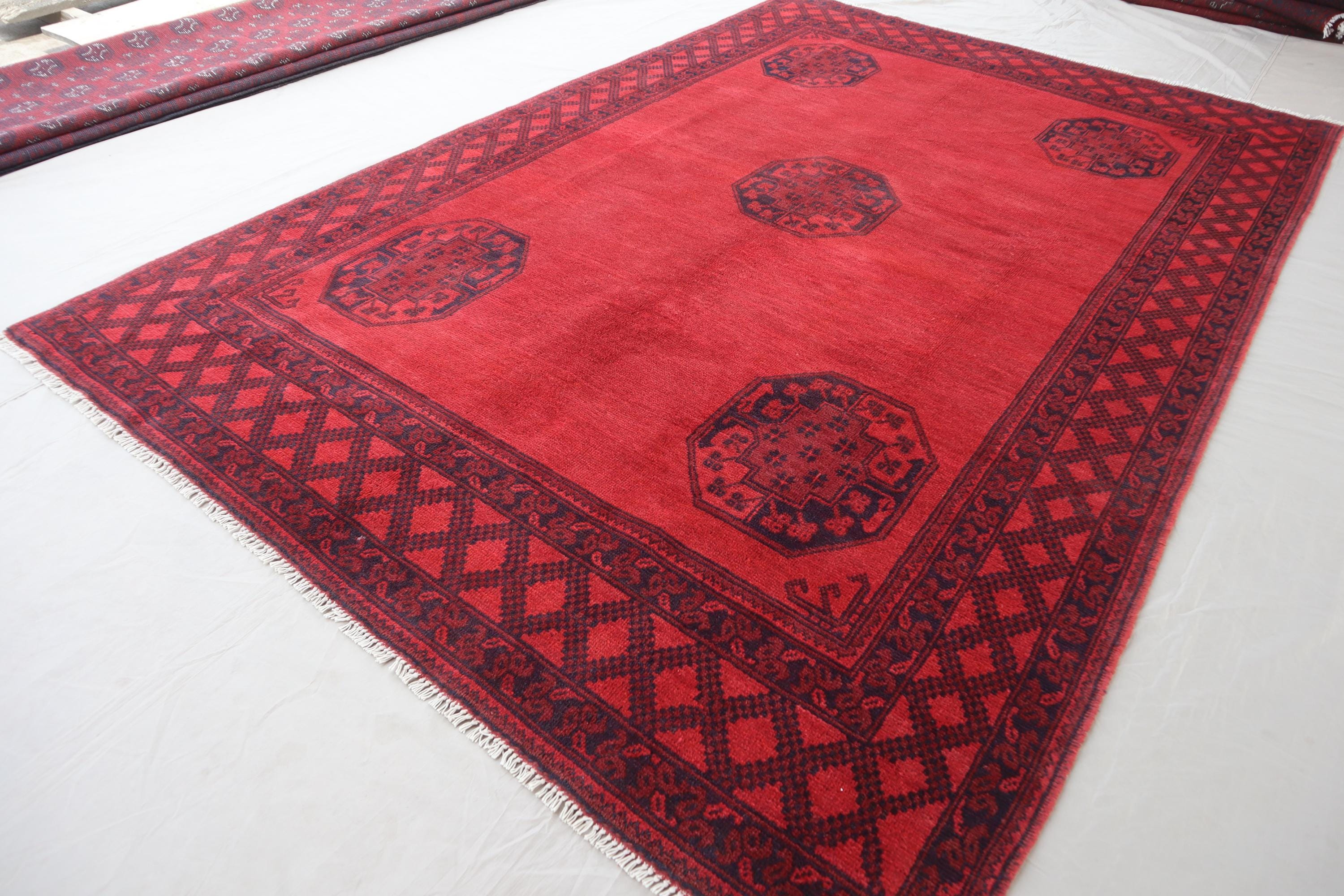 アンティークラグ トルクメン族 エルサリ（189×135cm）赤 黒 茶