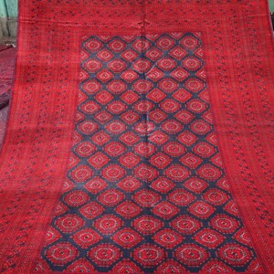 6&#39;8x9&#39;5 Red Vintage Area Rug - Turkmen Sarouki Bukhara Rug - veg dyes Handmade Wool Oriental Rug - Large Afghan Tribal Rug - Living Room Rug