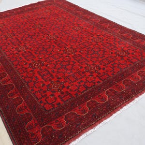 Custom Size Afghan Red Rug Turkmen Handmade Wool Bukhara Area Rug, Oriental Rug, Rug for Bedroom Living Room 3x5 4x6 5x7 6x8 7x10 8x11 10x13