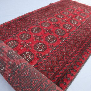 2&#39;8x9&#39;8 ft Vintage Bokhara Runner Rug - Veg dyes Wool Afghan Hand-Knotted Antique Turkmen Runner rug - Hallway Runner - Kitchen Red Carpet
