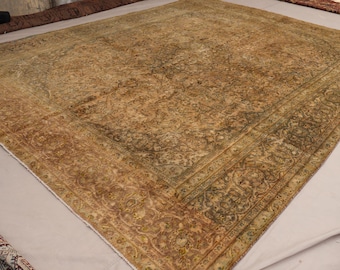 9x12インチのヴィンテージセラピラグ、テラコッタフェードラグ