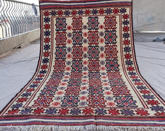 ビンテージ　アフガンラグ キリム　アンティーク 敷物　インテリア アフガニスタン産 1970年代 オールドラグ キリム-ヴィンテージ