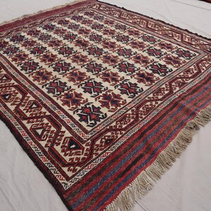 6&#39;7x8 Vintage Rug, Tribal Afghan Flatweave Kilim Rug, Oriental Vintage Rug, Dark Blue Red Beige Muted Rug, Bedroom, Living Room, Kitchen Rug