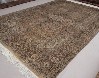 アンティークコーカサスラグ 7'4x10'4フィート ヴィンテージ 色褪せた