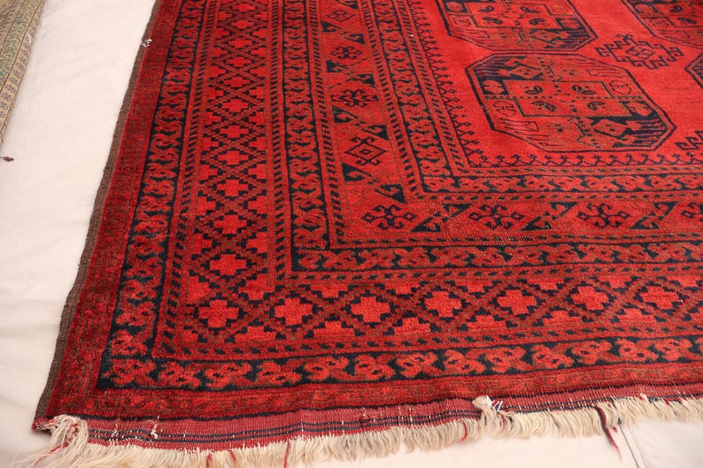 Large Vintage Rug 9x16 Ft Collectors Piece Antique Turkmen Ersari Rug ...