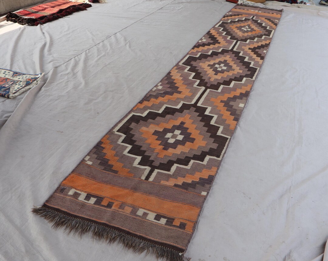 14x25 Long Runner Rug Antique Runner 2'4x14'7 Ft Extra Long Runner Rug, Geometric Kilim Rug ...