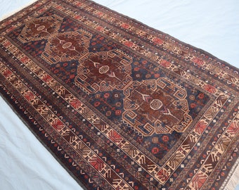 100x200 Antiker Sammler Teppich - Handgemachter Wollteppich mit vegetabil gefärbter gewebter Baumwolle