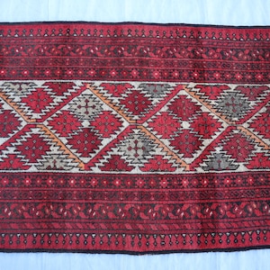 10 ft Turkmen Runner, 2&#39;8x9&#39;7 Afghan Handmade High Pile Soft Wool Rug, Tribal Bukhara Runner, Antique Hallway Runner, Kitchen Stairs Runner
