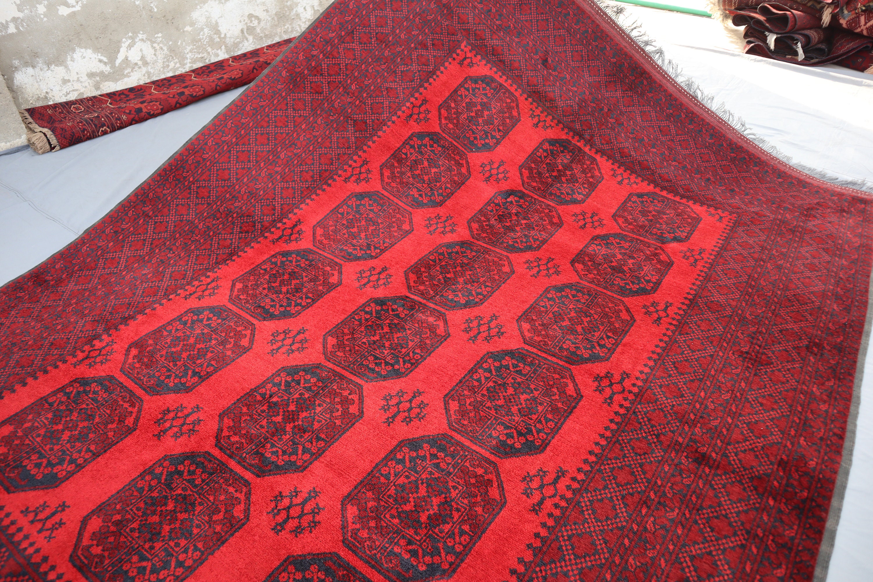 7x10 アンティーク トルクメン テケ エルサリ ラグ、アフガニスタン手