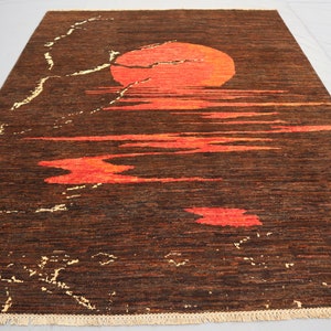 5&#39;3x6&#39;9 ft Modern Gabbeh Rug Afghan Hand Knotted veg dyes Wool Area Rug, Oriental Turkmen Rug, Home decor Art, Rugs for Living Room, Bedroom