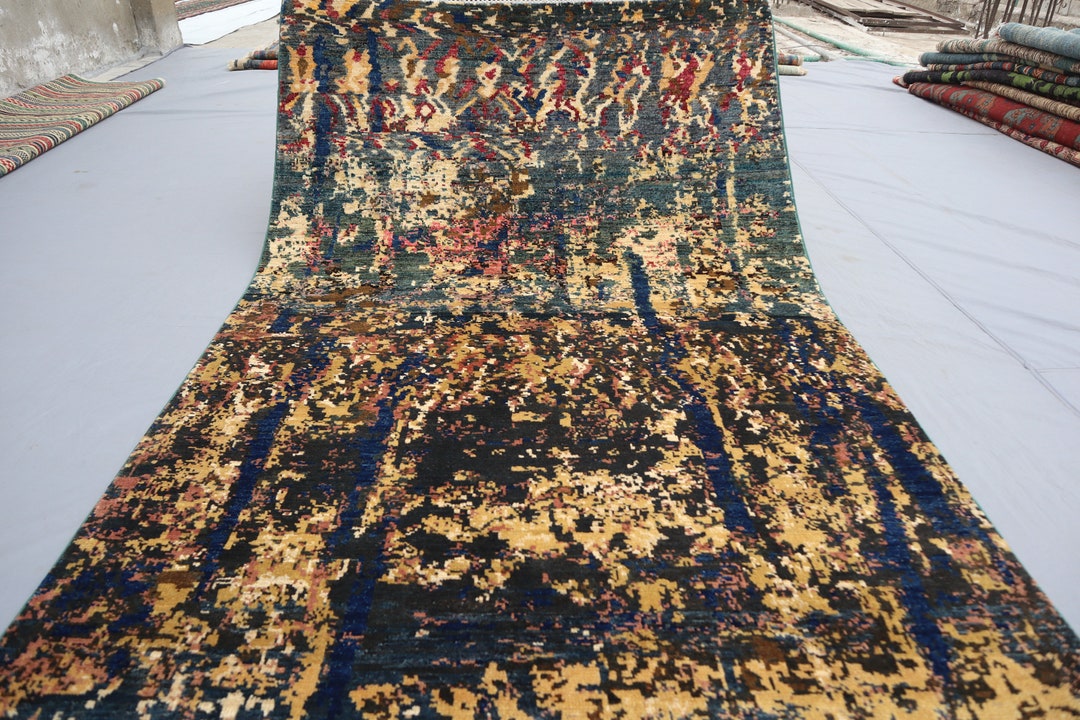 Art 4x6 Modern Gabbeh Rug, Navy Blue Veg Dyes Afghan Hand Knotted Wool ...
