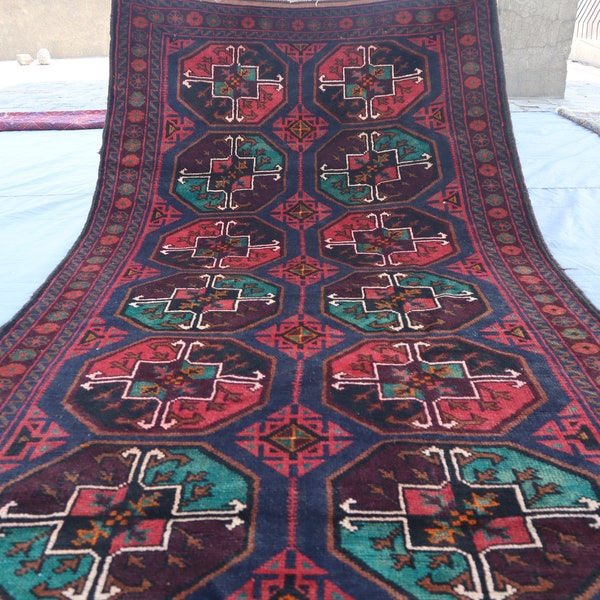 3'10x6'8 ft Antique Geometric design Collectors Piece Vintage Wool Area Rug, Handmade Afghan Oriental Carpet, One of a Kind Rug, Bedroom Rug