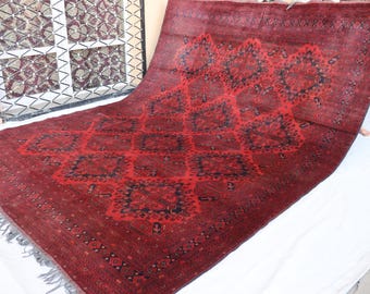 Antique Large Rug 10x13 Geometric Caucasian Rug, Handmade Wool Rug, Afghan Tribal Area Rug, Red Oriental Rug, Bedroom Rug, Living Room Rug