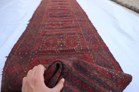 トライバルラグ　ヴィンテージラグ　アフガン　トルクメン　ランナーサイズ　美品 トライバルラグ トルクメン エンシ ヴィンテージラグ