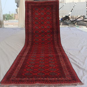 2&#39;7x8&#39;2 ft Afghan Vintage rug, Turkmen Bukhara Runner Rug, Afghan Handmade Wool rug, Oriental Antique Rug, Hallway Runner, Kitchen Runner