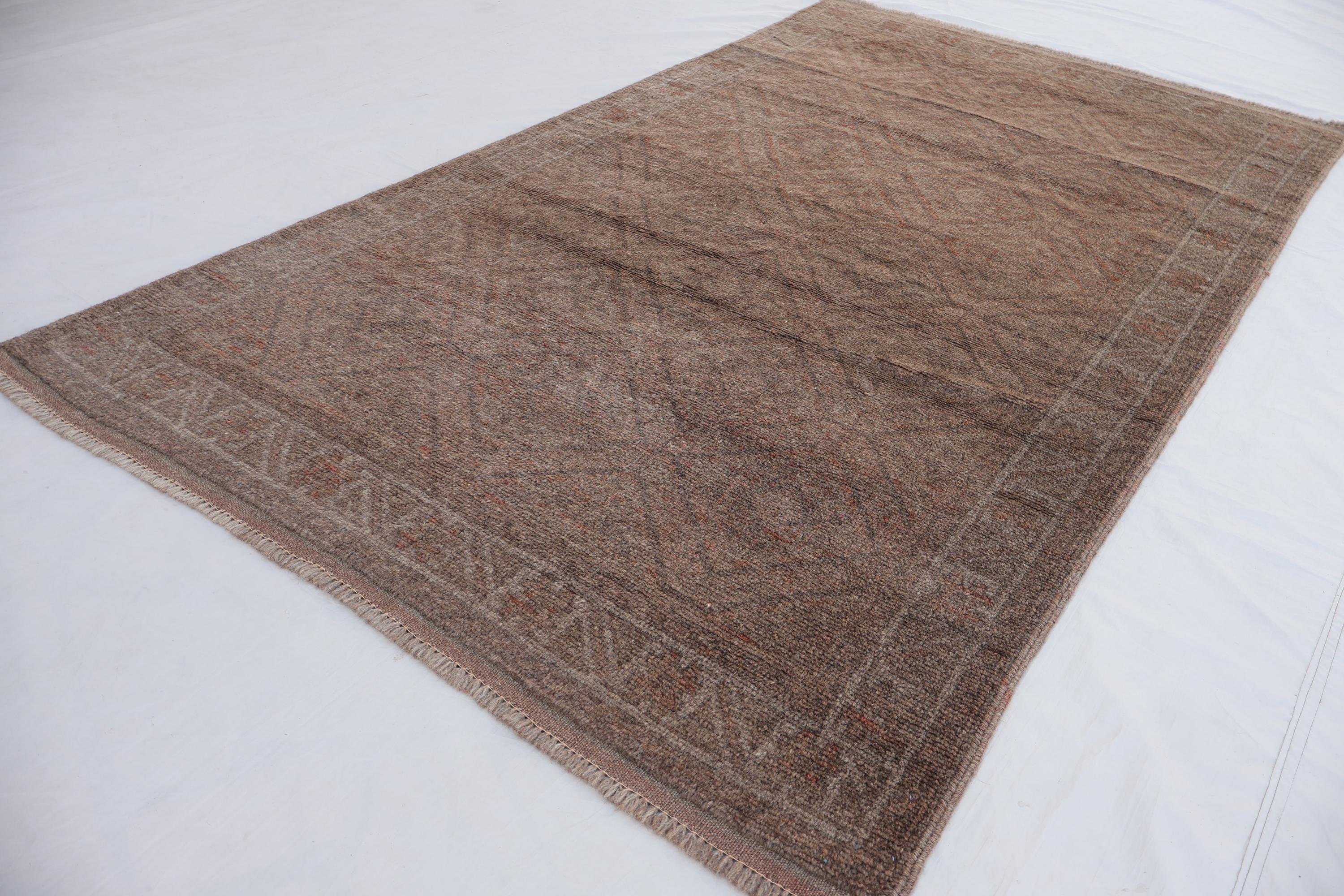 4x7'5 フィートのブラウン ヴィンテージ ラグ、アフガニスタン