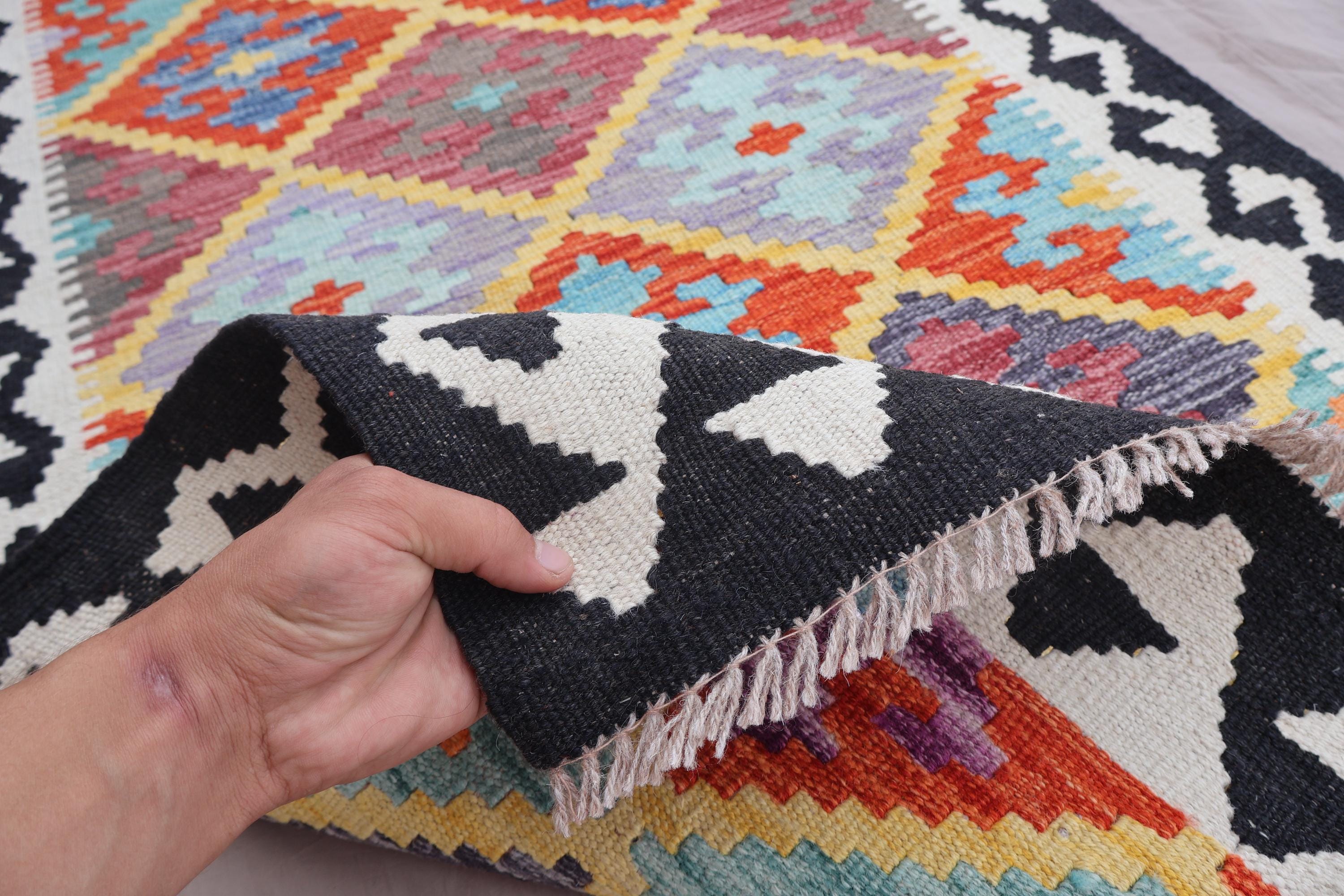 2'8x9'8フィートのランナーアフガンキリムラグ、トルクメンフラット