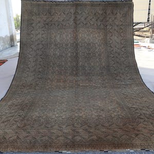 1920s Antique Muted Rug 6x10 Turkmen Tribal Low Pile Rug, Distressed Faded Wool Rug, Handmade Afghan Vintage Rug, Bashiri Bukhara Area Rug