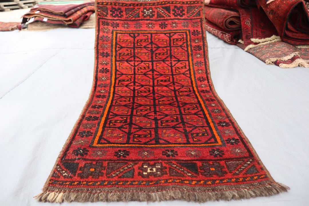 1960s Small Antique Rug 1'7x3 Ft Afghan Vintage Rug, Handmade Wool Rug ...