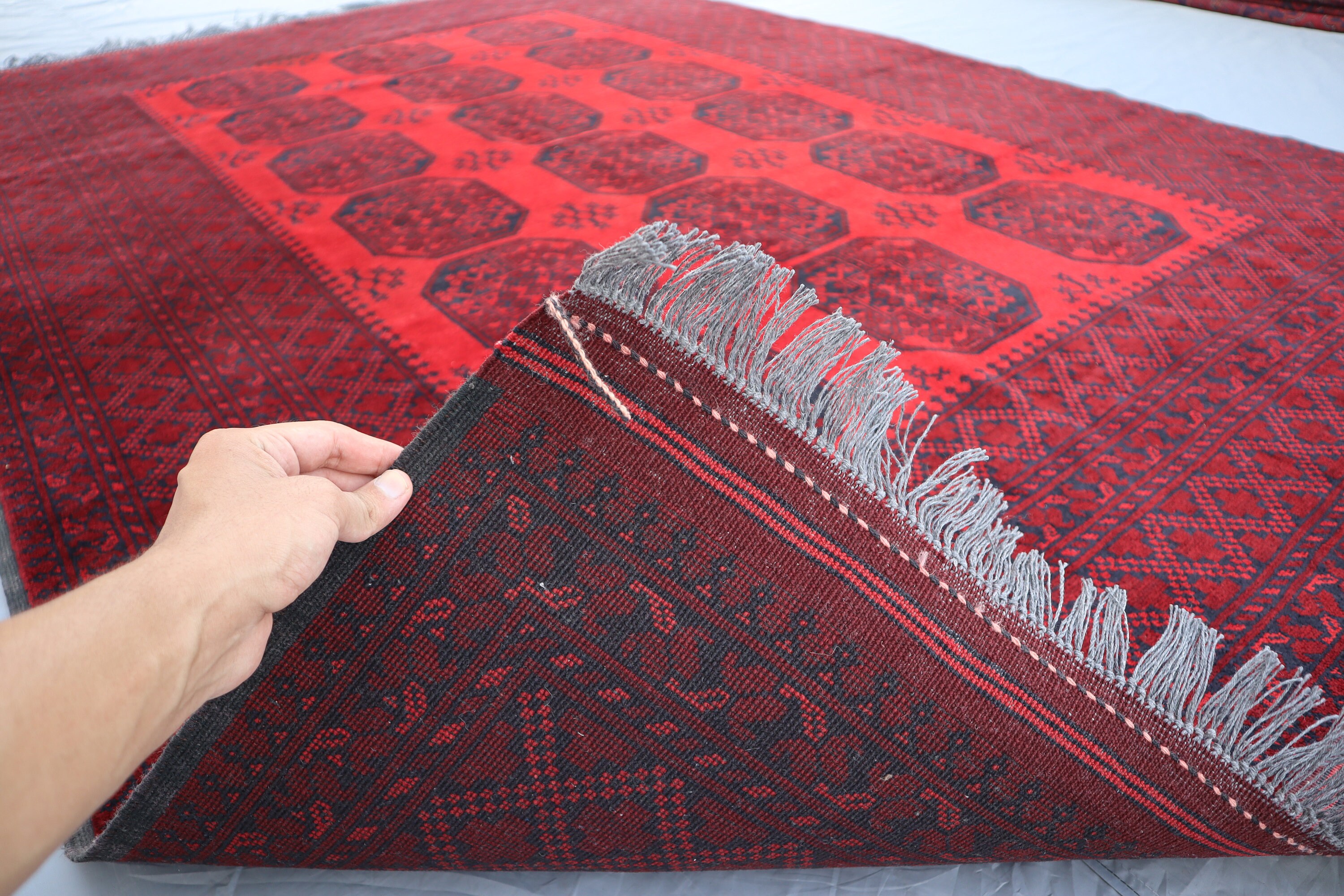 7x10 アンティーク トルクメン テケ エルサリ ラグ、アフガニスタン手