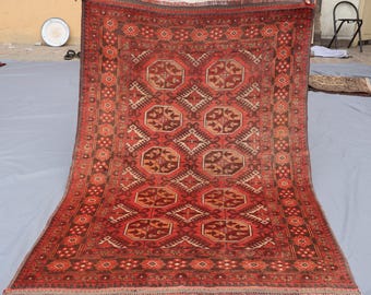 4x7'5 フィートのブラウン ヴィンテージ ラグ、アフガニスタン