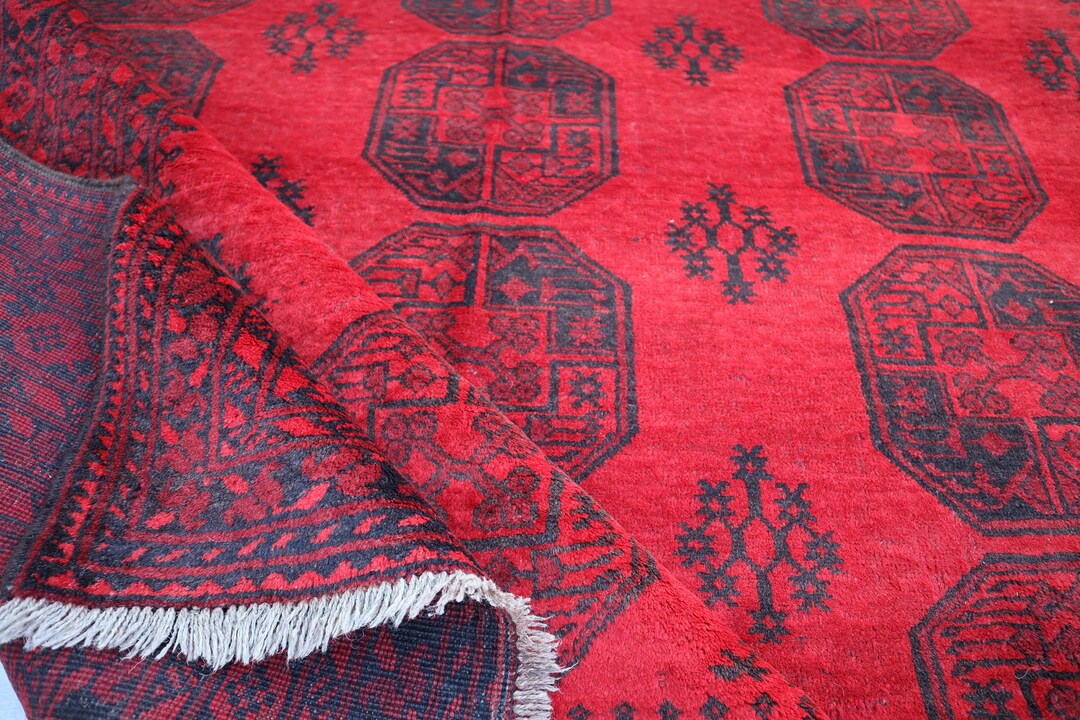 7x10 Vintage 1970s Afghan Ersari Rug, Hand Knotted Veg Dyes Wool Area ...