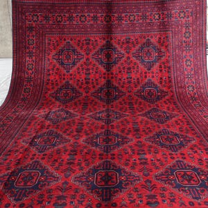 7x10 Large Afghan Rug, Tribal Geometric design Vintage Pattern Handmade Wool Area Rug, Turkmen Oriental Rug, Living Room Rug, Bedroom Rug