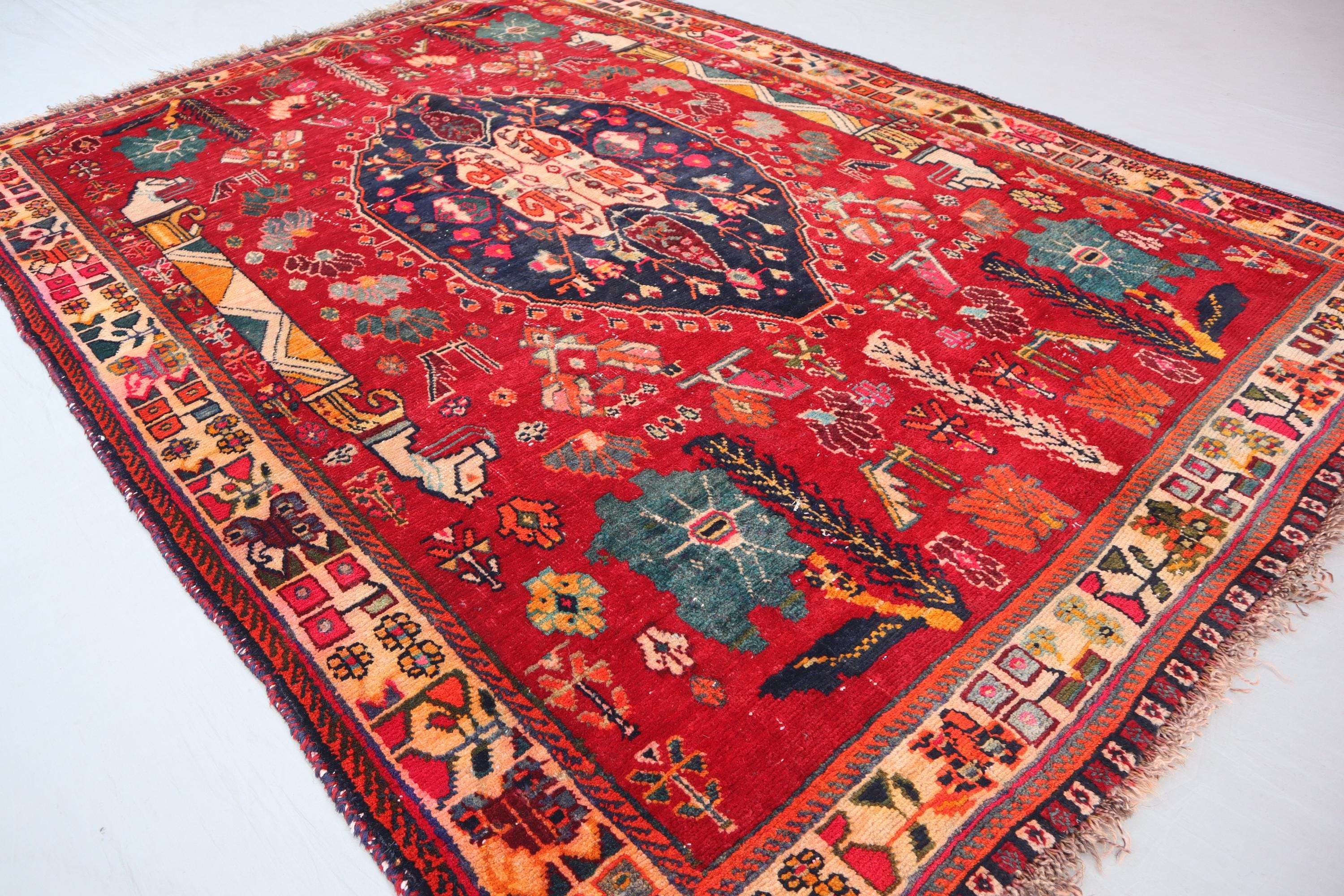 Tapis de coureur rouge Senneh design caucasien tapis 2,5 x 9 tapis