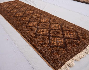 色あせたアンティーク 3 x 11 フィート ランナー ラグ、ヴィンテージ