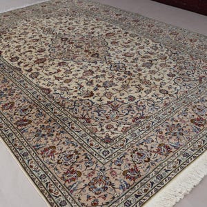 7x10 ft Beige Floral Rug, Soft Pile Natural dyes Hand Knotted Wool Medallion Rug, Afghan Geometric Tribal Vintage Rug, Office, Bedroom Rug