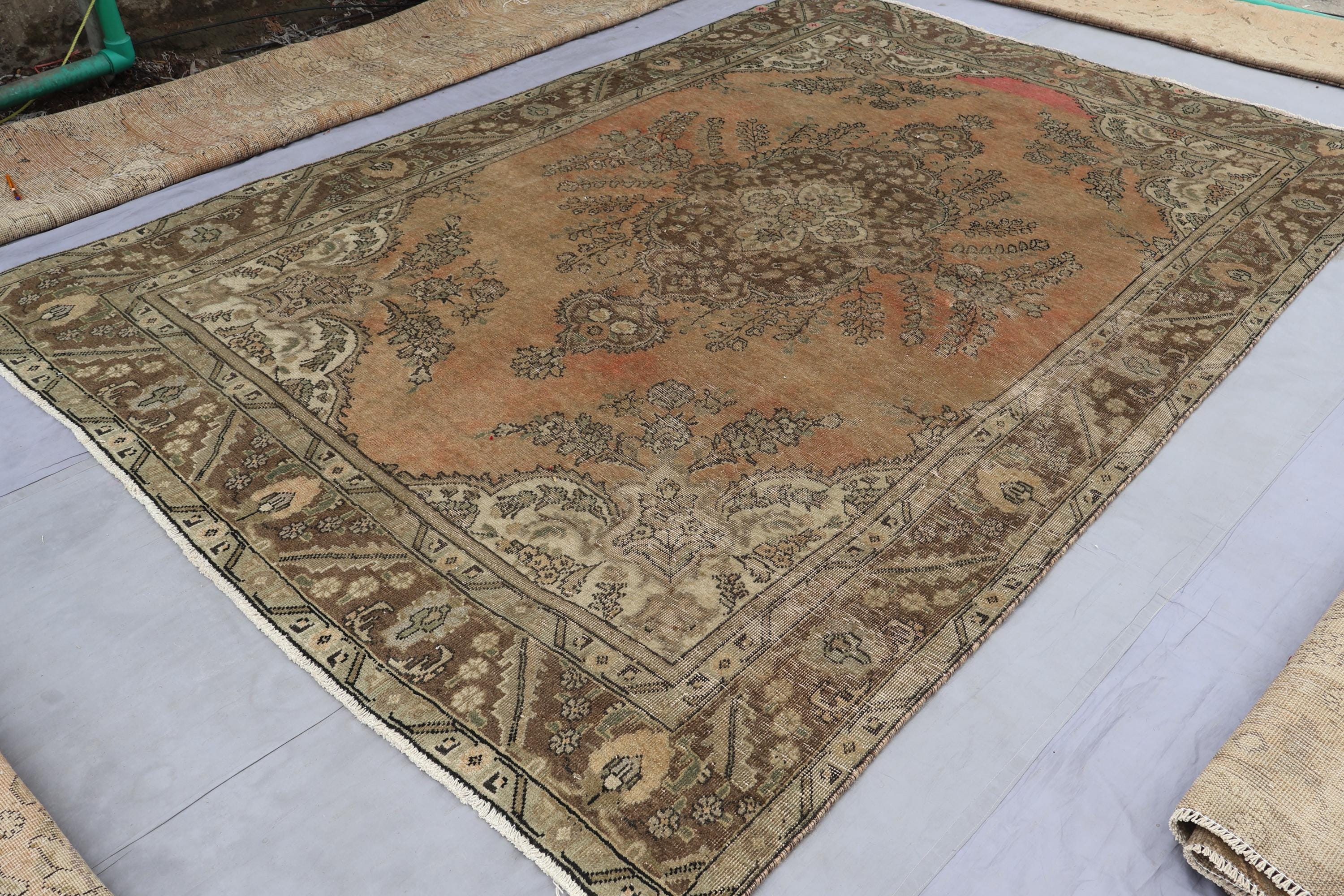 1920s Antique Rug 7x10 Large Area Rug, Afghan Caucasian Rug, Brown ...