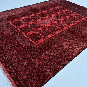 6&#39;7x9&#39;3 ft Afghan Vintage Ersari Rug Turkmen Handmade Soft Wool Bukhara Rug, Oriental Area Rug, Tribal Antique Rug, Living Room, Bedroom Rug