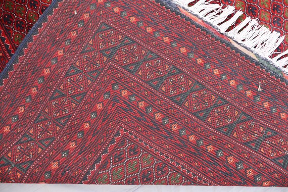 7x10 アフガンラグ、ハンドノットウールエリアラグ、トルクメン部族