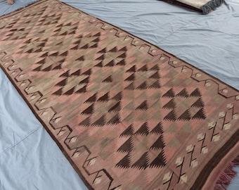 4 x 11フィート幅のランナーラグ - フラットウィーブアンティーク調色