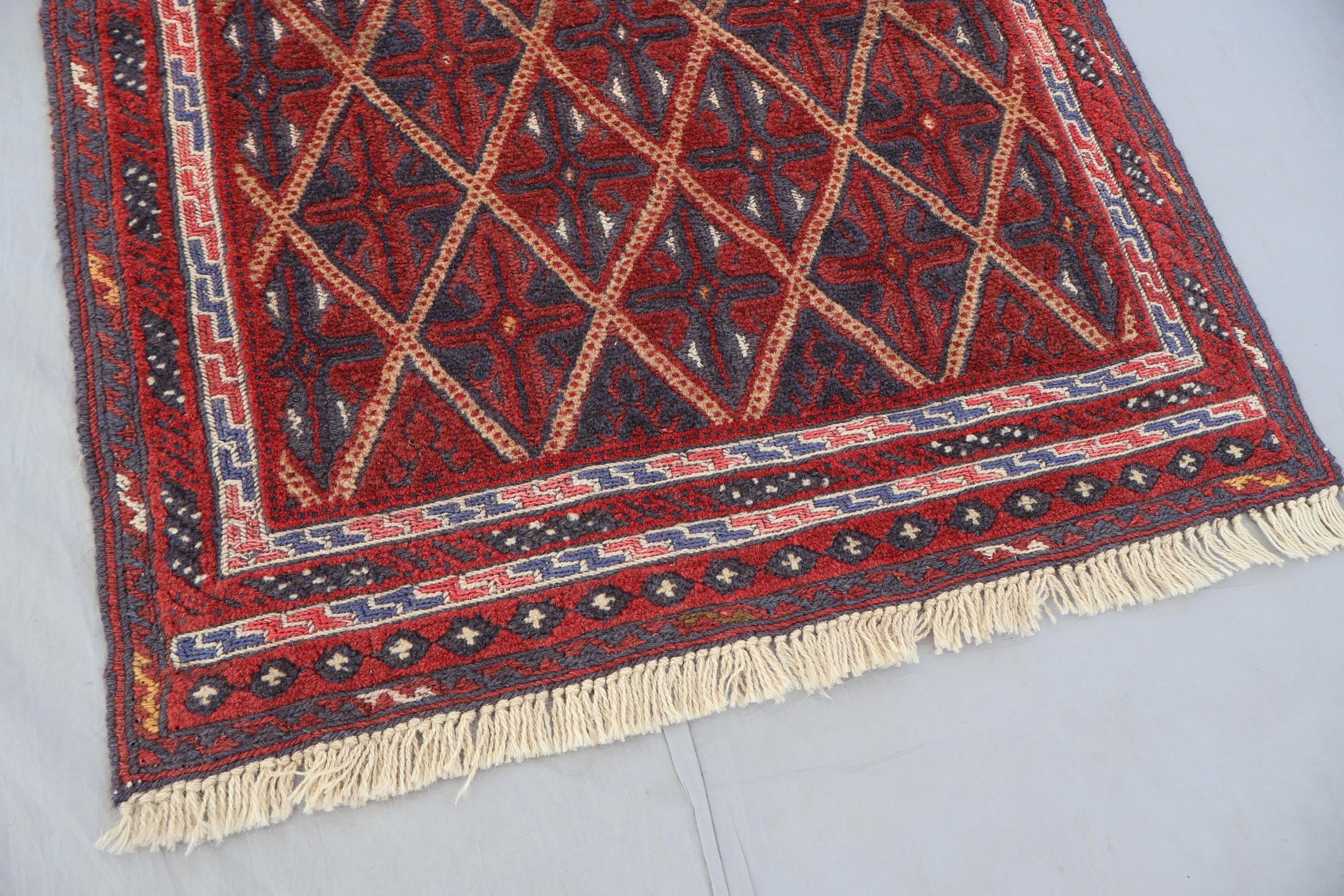 2'4x9'2 ヴィンテージ ランナーラグ、マシュワニ ハンドメイド