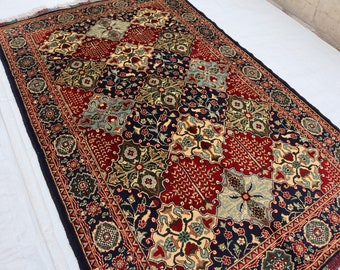 Afghan Rug 3'4x5'4 Multi Color Handmade Wool Area Rug, Oriental Turkmen Rug, Tribal Bukhara Rug, Hand Knotted Organic wool Rug, Bedroom Rug