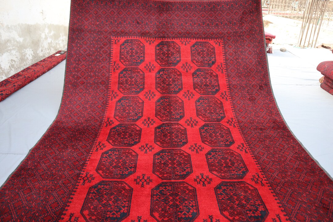 7x10 アンティーク トルクメン テケ エルサリ ラグ、アフガニスタン手