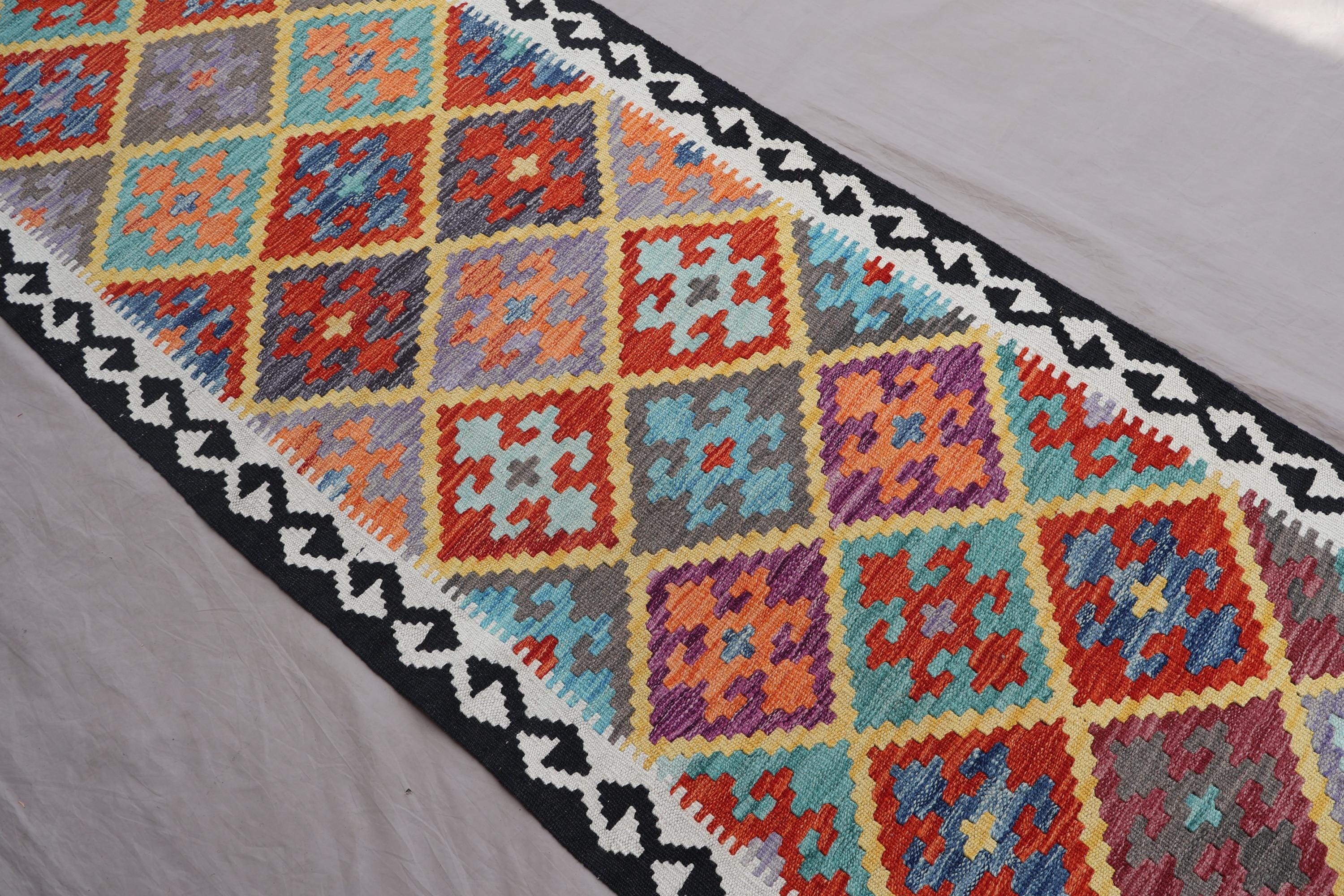 2'8x9'8フィートのランナーアフガンキリムラグ、トルクメンフラット