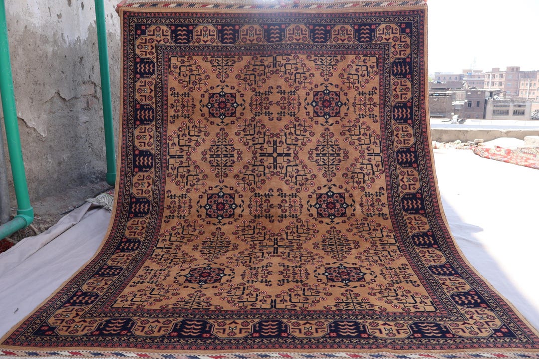 5x7 テラコッタラグ、アフガニスタンヴィンテージブハララグ