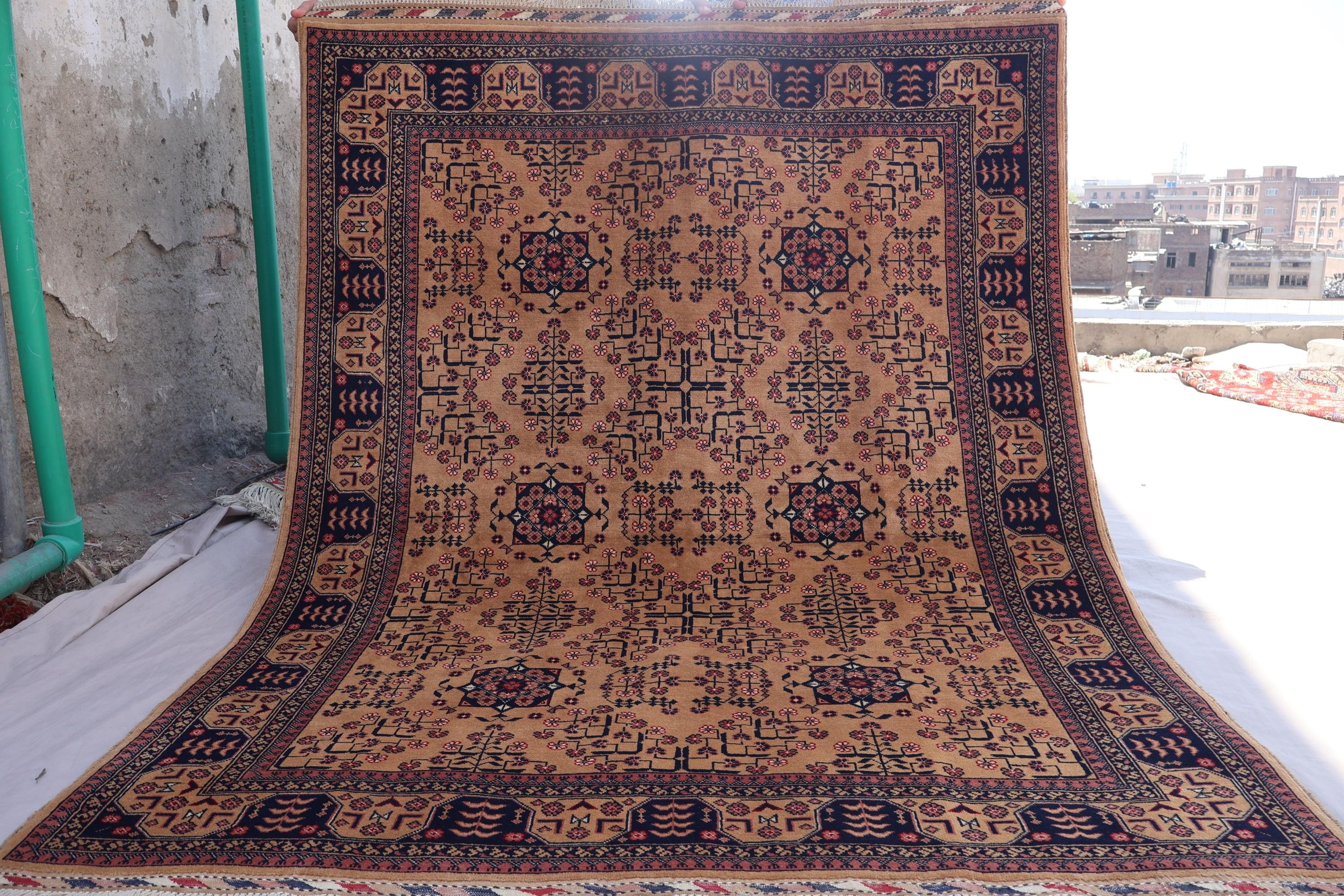 5x7 テラコッタラグ、アフガニスタンヴィンテージブハララグ