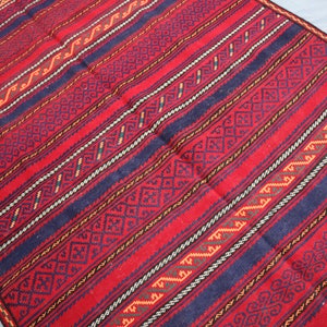 4&#39;3x7&#39;2 ft Vintage Kilim Rug, One of a Kind Rug, Flatweave Hand woven Veg dyes Wool Striped rug, Afghan Antique Oriental Rug, Bedroom Carpet