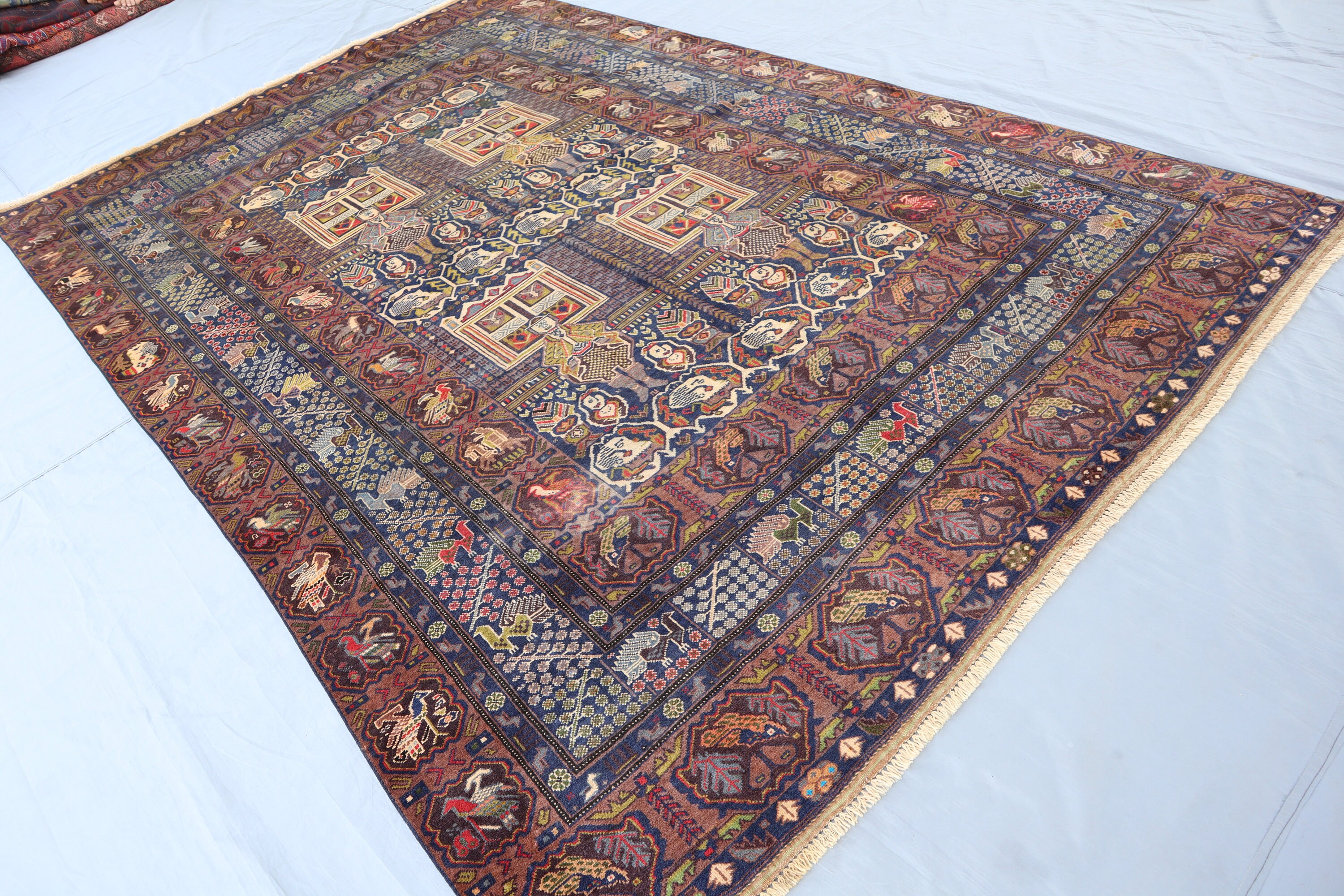 【Vintage】Hand Knit Rug 170×100 5'x12'9
