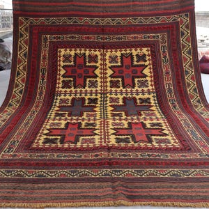 6&#39;6x8&#39;9 ft One of a kind Kilim Rug, Geometric Vintage Rug, Afghan Handmade Kilim Wool Rug, Flatweave Rug, Oriental Rug, Rug for living Room