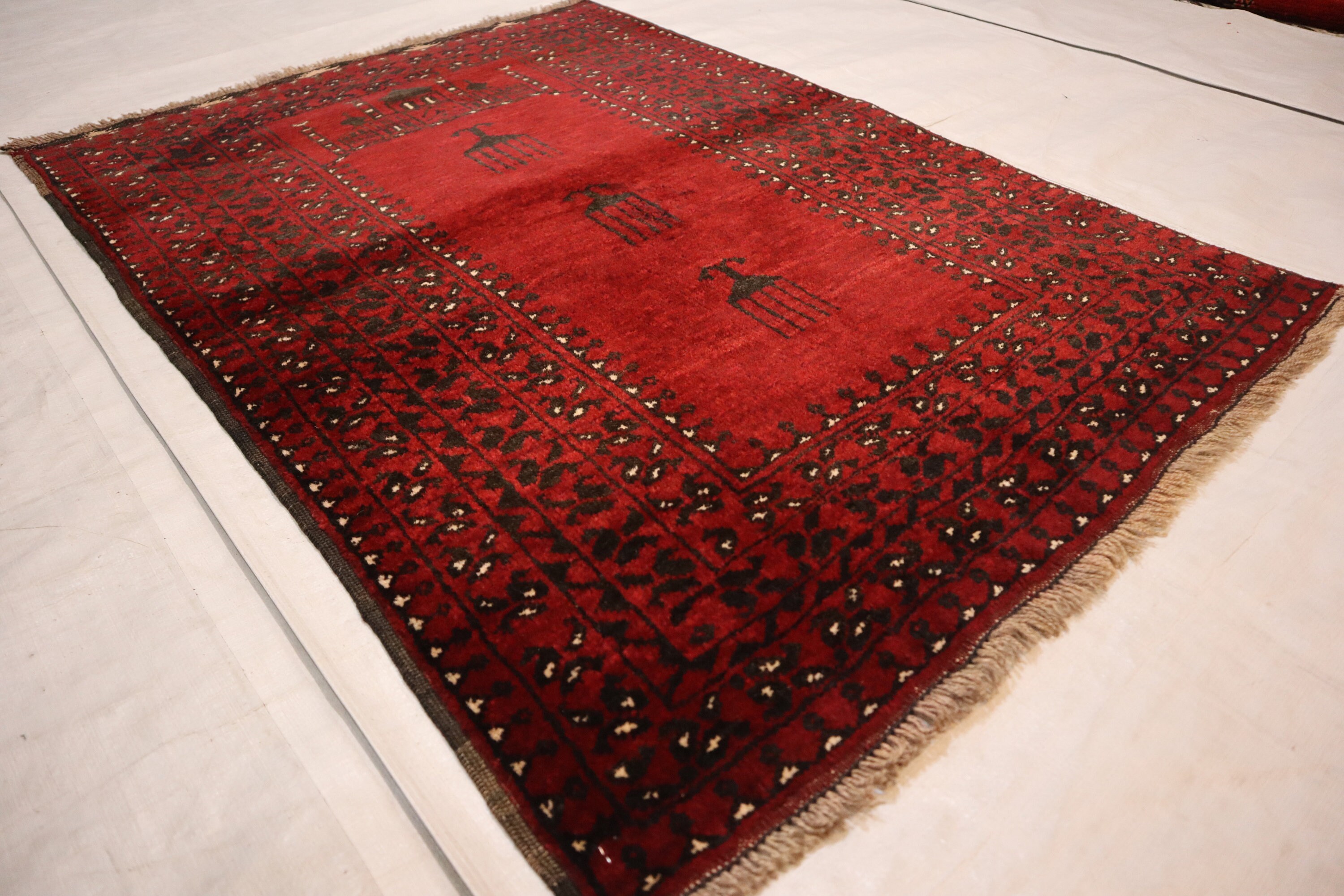 2'8x3'10 ft Antique Turkmen Prayer Rug, High Pile faded Handmade Distressed Wool Oriental Rug, Afghan Vintage Area Rug, Bedroom, Office Rug