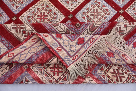 5x6'5フィートのアフガンヴィンテージラグ、ハンドメイドウールラグ